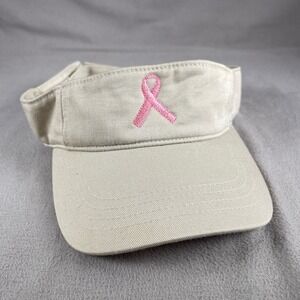 Breast Cancer Awareness Visor Hat Women OS Beige Strapback Sun Cap Lids‎